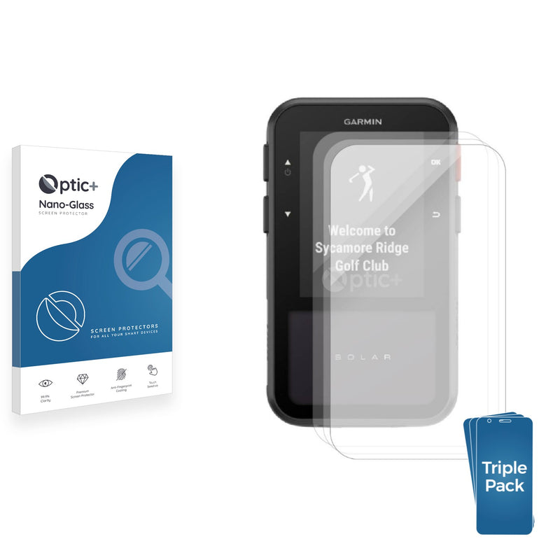 3-pack of Nano Glass screen protectors for Garmin Approach G20 Solar