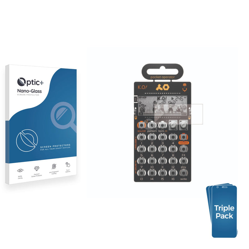 3pk Optic+ Nano Glass Screen Protectors for Teenage Engineering PO-33 K.O