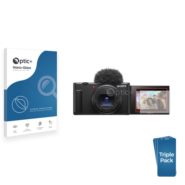 3pk Optic+ Nano Glass Screen Protectors for Sony ZV-1 II Vlog Camera