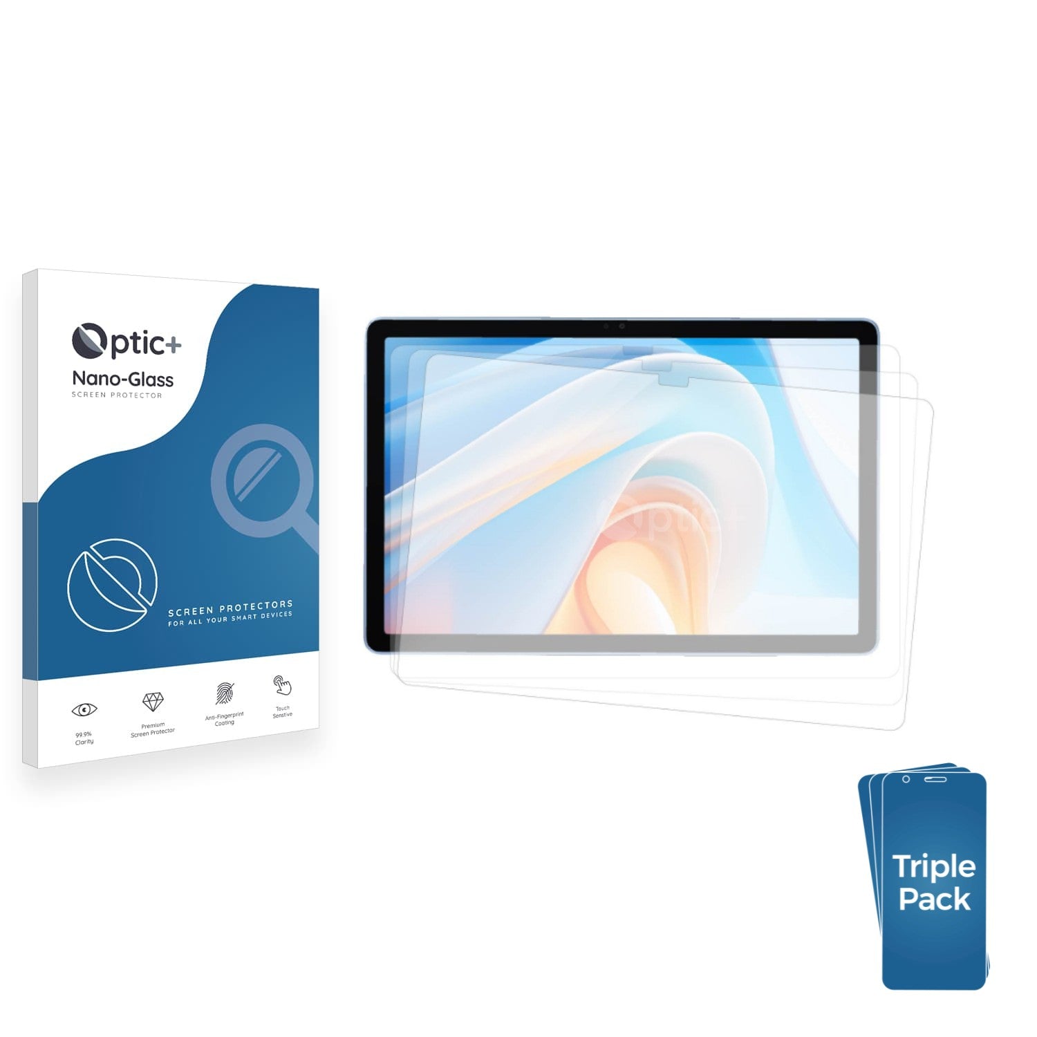 3pk Optic+ Nano Glass Screen Protectors for Itel VistaTab 30 - ScreenShield