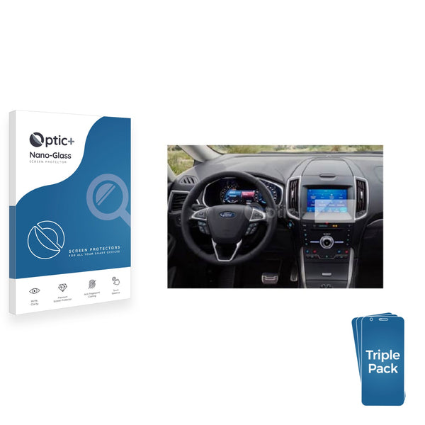 3pk Optic+ Nano Glass Screen Protectors for Ford Galaxy Hybrid 8 2022