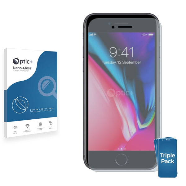 3pk Optic+ Nano Glass Screen Protectors for Apple iPhone 8