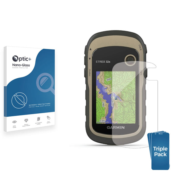 3pk Optic+ Nano Glass Screen Protectors for Garmin eTrex 32x