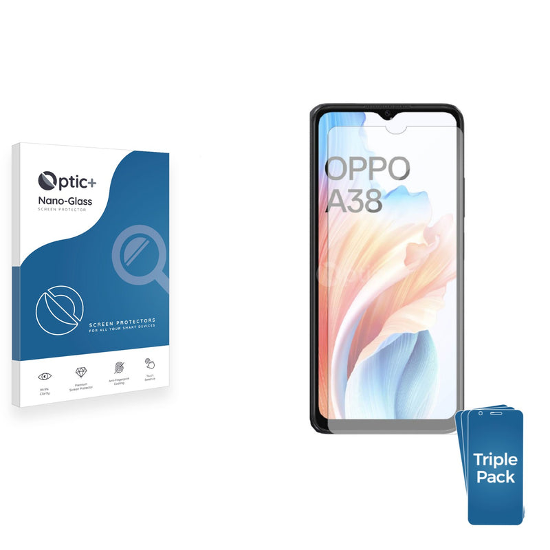 3pk Optic+ Nano Glass Screen Protectors for Oppo A38