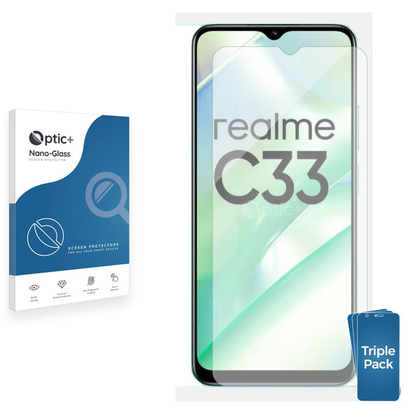 3pk Optic+ Nano Glass Screen Protectors for realme C33 2023