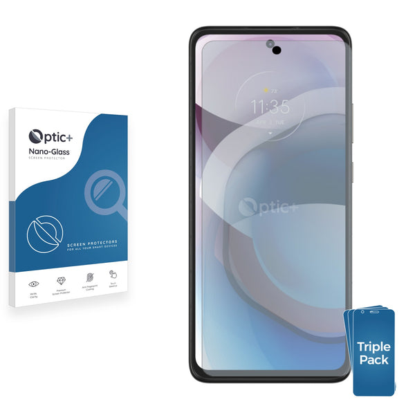 3pk Optic+ Nano Glass Screen Protectors for Motorola One 5G UW Ace