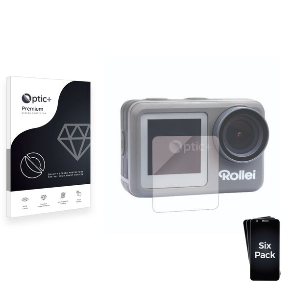 6pk Optic+ Premium Film Screen Protectors for Rollei Actioncam 9s Plus