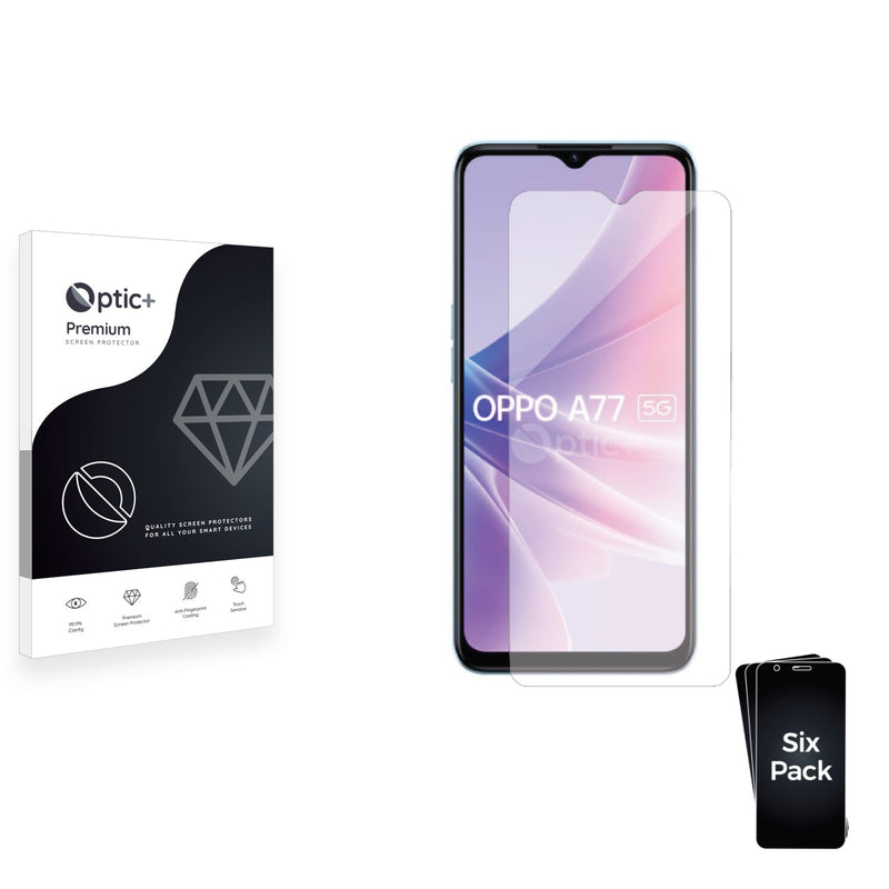 6pk Optic+ Premium Film Screen Protectors for Oppo A77 5G