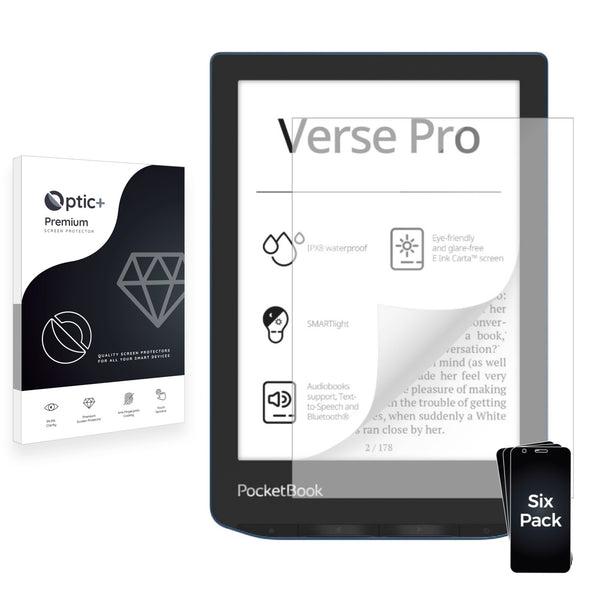 6pk Optic+ Premium Film Screen Protectors for PocketBook Verse Pro