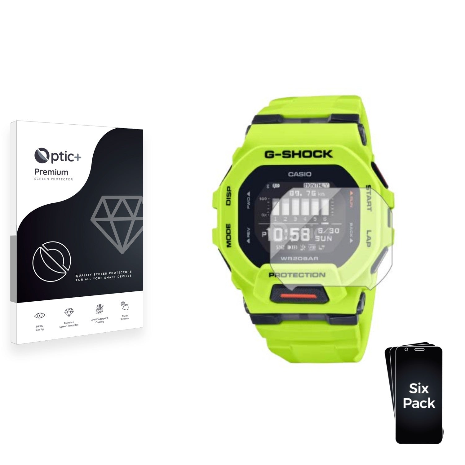 6pk Optic+ Premium Film Screen Protectors for Casio G-Shock GBD-200 ...