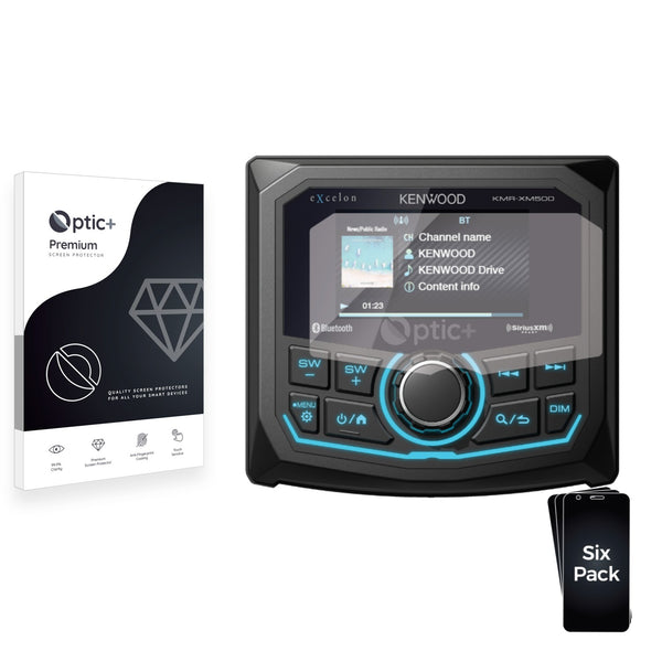6pk Optic+ Premium Film Screen Protectors for Kenwood KMR-XM500