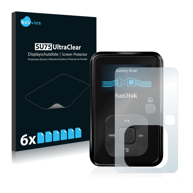 6x Savvies SU75 Screen Protector for SanDisk Sansa Clip+