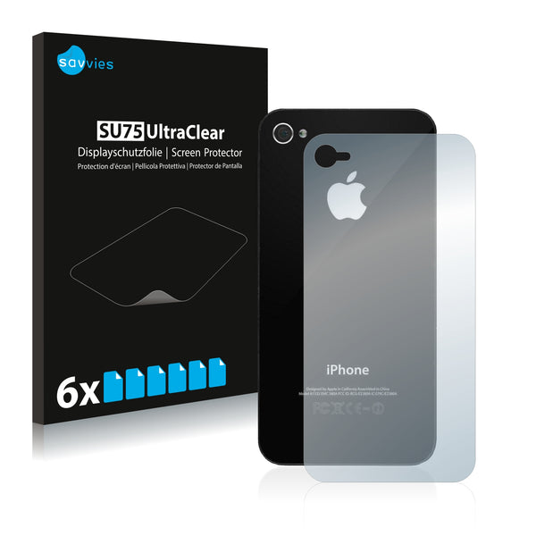6x Savvies SU75 Screen Protector for Apple iPhone 4 (Back)