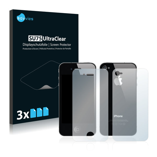 6x Savvies SU75 Screen Protector for Apple iPhone 4 (Front + Back)