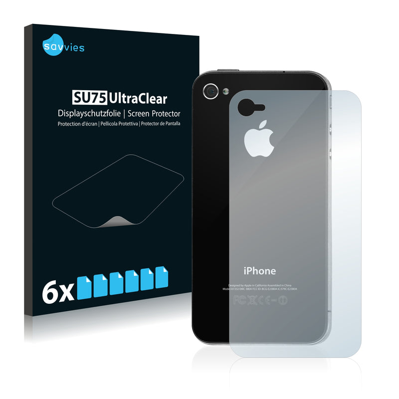 6x Savvies SU75 Screen Protector for Apple iPhone 4S (Back)