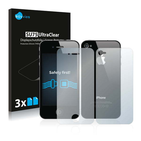 6x Savvies SU75 Screen Protector for Apple iPhone 4S (Front + Back)