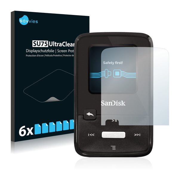 6x Savvies SU75 Screen Protector for SanDisk Sansa Clip Zip