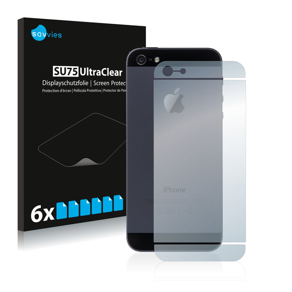 6x Savvies SU75 Screen Protector for Apple iPhone 5 Back (entire surface)