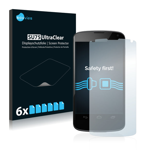 6x Savvies SU75 Screen Protector for Google Nexus 4