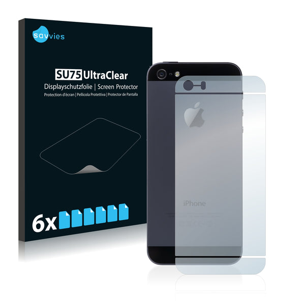 6x Savvies SU75 Screen Protector for Apple iPhone 5S Back (entire surface)