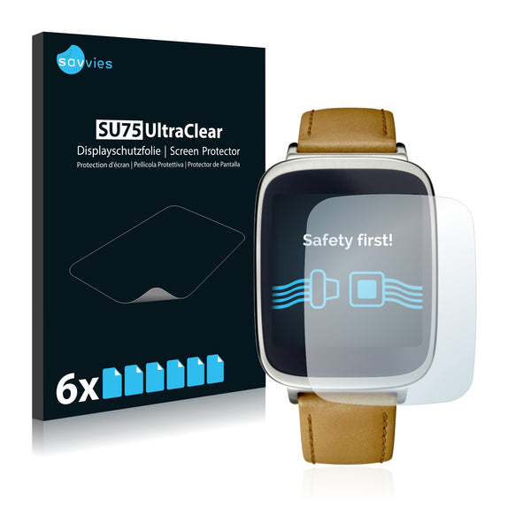 6x Savvies SU75 Screen Protector for Asus ZenWatch WI500Q