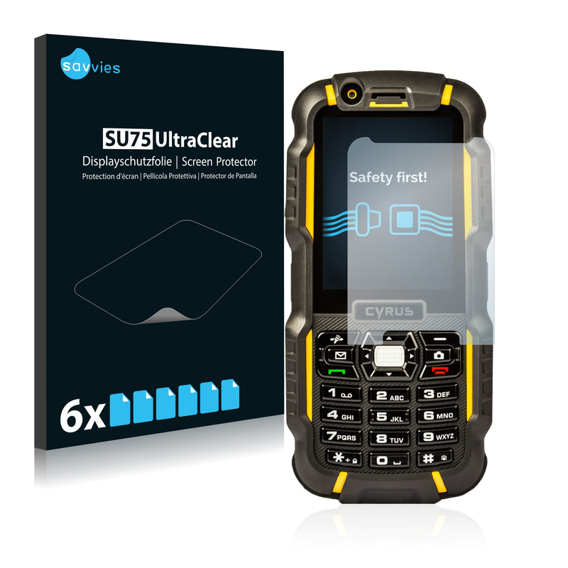 6x Savvies SU75 Screen Protector for Cyrus CM 15