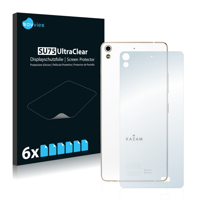 6x Savvies SU75 Screen Protector for Kazam Tornado 348 (Back)