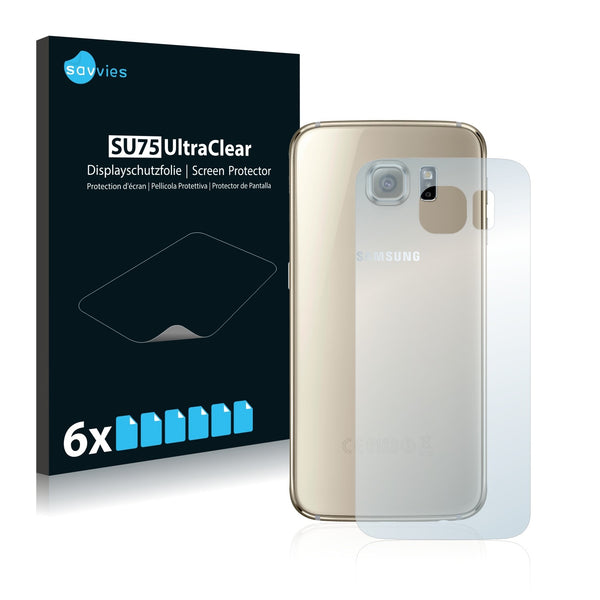 6x Savvies SU75 Screen Protector for Samsung Galaxy S6 (Back)