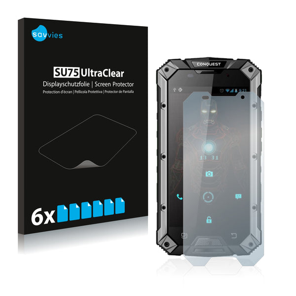 6x Savvies SU75 Screen Protector for Conquest S6