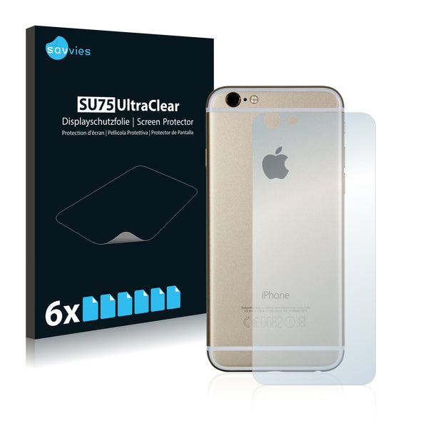 6x Savvies SU75 Screen Protector for Apple iPhone 6S Back (entire surface)
