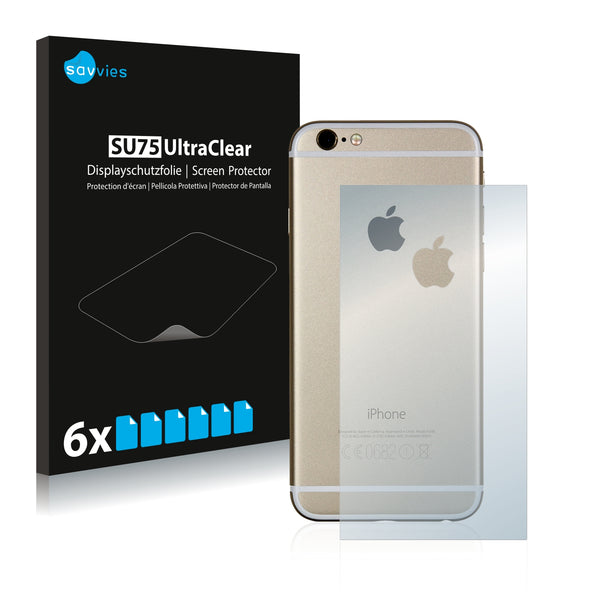 6x Savvies SU75 Screen Protector for Apple iPhone 6S Back side (middle surface + LogoCut)