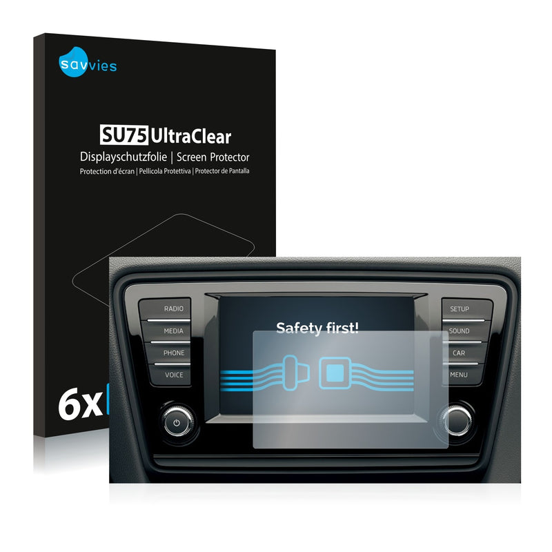 6x Savvies SU75 Screen Protector for Skoda Bolero (2015)