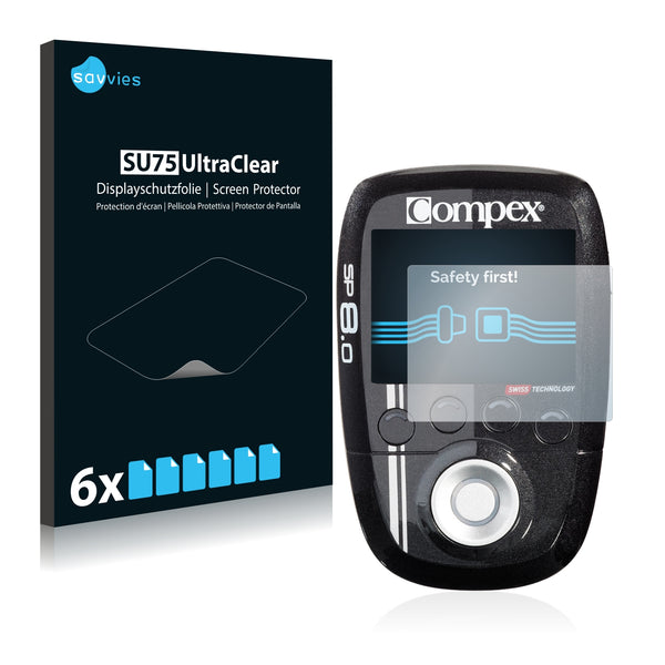 6x Savvies SU75 Screen Protector for Compex SP 8.0