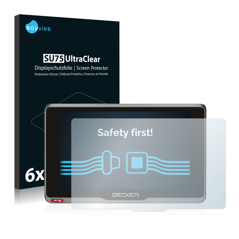 6x Savvies SU75 Screen Protector for Becker active.7s EU