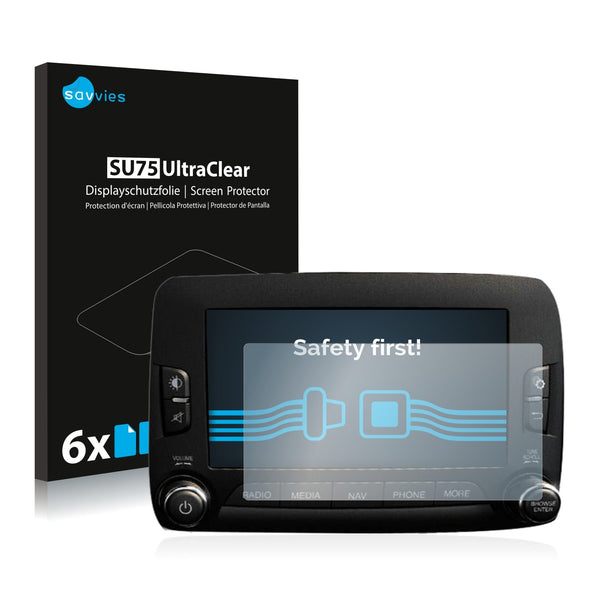 6x Savvies SU75 Screen Protector for Uconnect 6.5 (Fiat 500X)