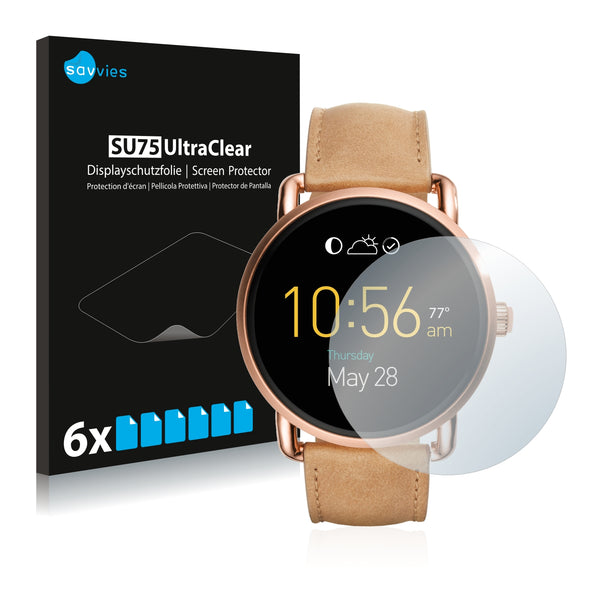 6x Savvies SU75 Screen Protector for Fossil Q Wander 2.0