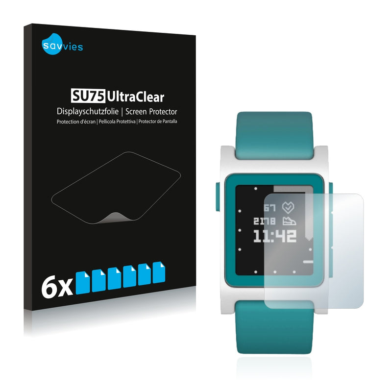 6x Savvies SU75 Screen Protector for Pebble 2 Aqua