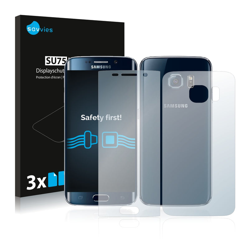 6x Savvies SU75 Screen Protector for Samsung Galaxy S6 Edge (Front + Back)