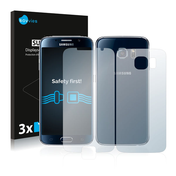 6x Savvies SU75 Screen Protector for Samsung Galaxy S6 (Front + Back)