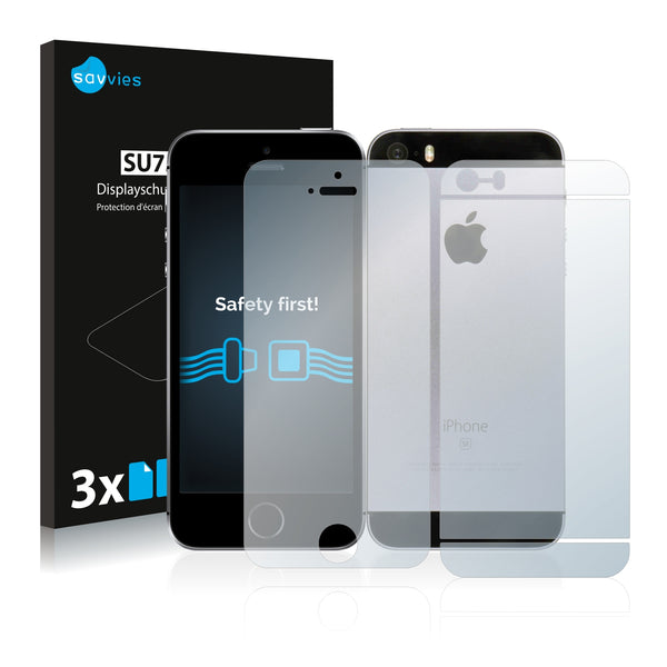 6x Savvies SU75 Screen Protector for Apple iPhone SE (Front + Back)