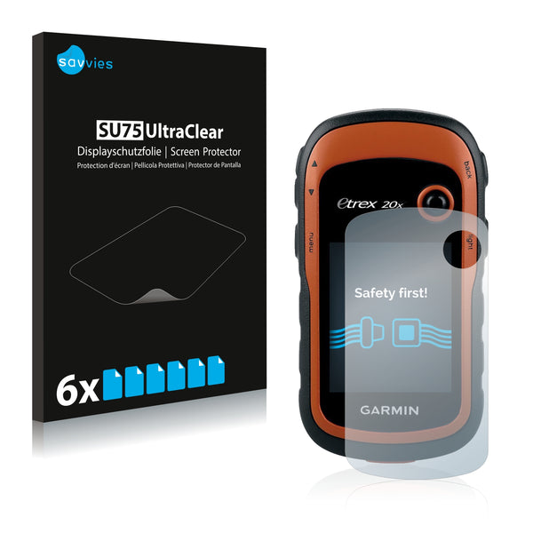 6x Savvies SU75 Screen Protector for Garmin eTrex 20x