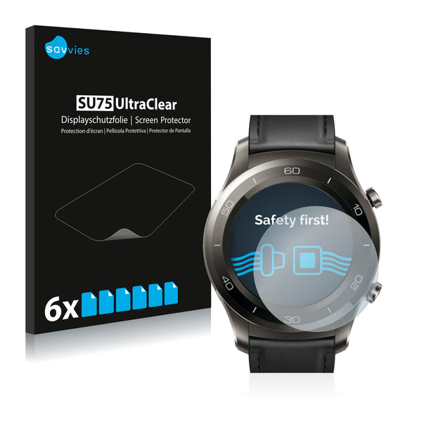6x Savvies SU75 Screen Protector for Huawei Watch 2 Classic