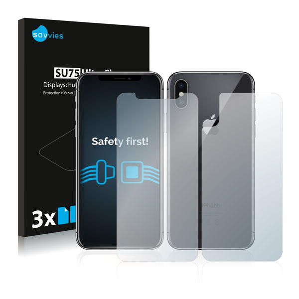 6x Savvies SU75 Screen Protector for Apple iPhone X (Front + Back)