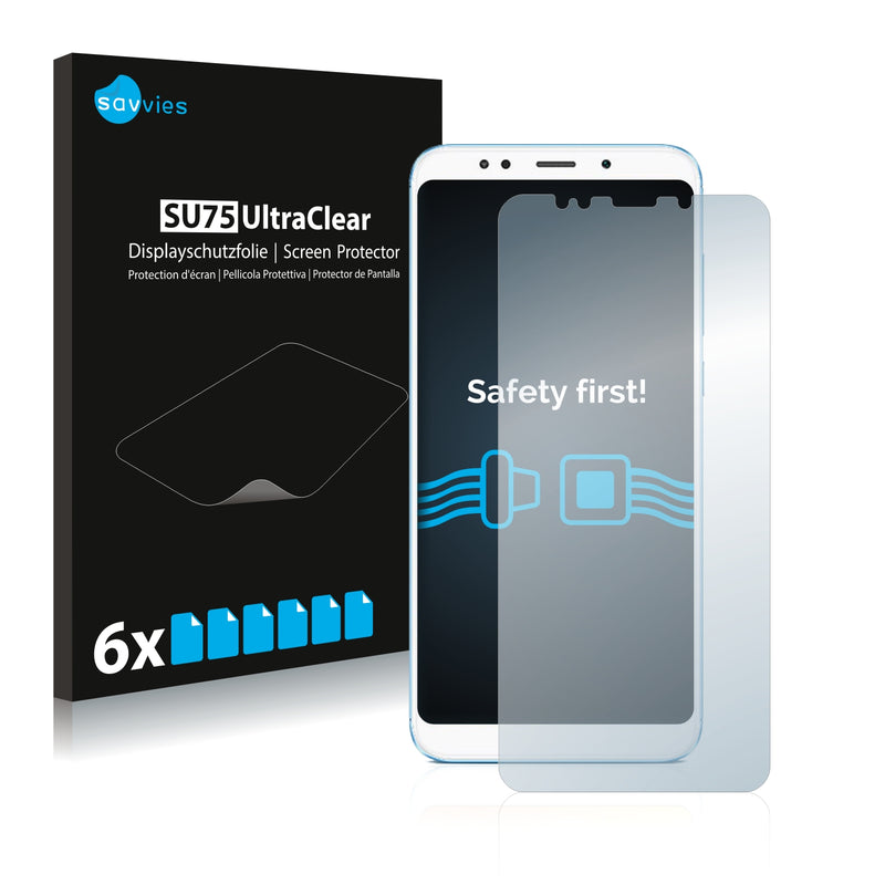 6x Savvies SU75 Screen Protector for Xiaomi Redmi 5 Plus
