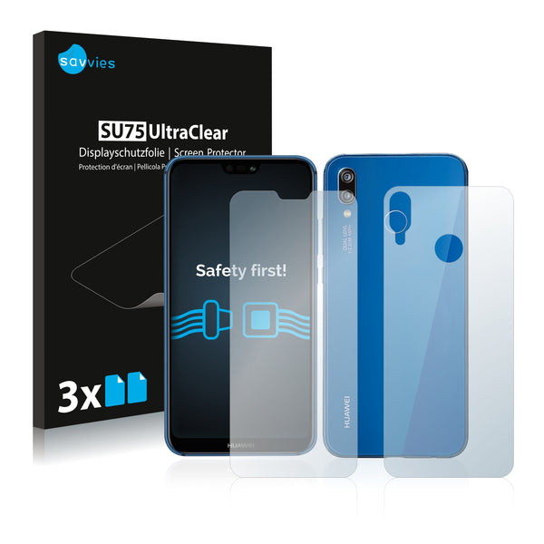 6x Savvies SU75 Screen Protector for Huawei P20 lite 2018 (Front + Back)