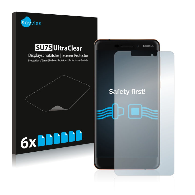 6x Savvies SU75 Screen Protector for Nokia 6.1