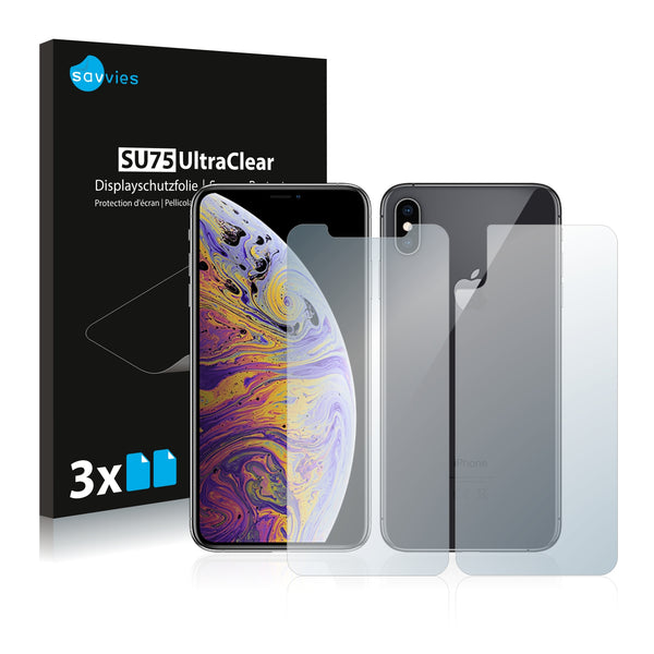 6x Savvies SU75 Screen Protector for Apple iPhone Xs Max (Front + Back)