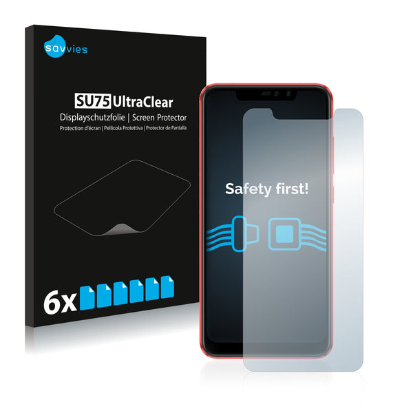 6x Savvies SU75 Screen Protector for Xiaomi Redmi Note 6 Pro