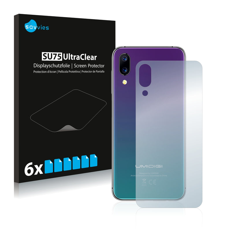 6x Savvies SU75 Screen Protector for Umidigi One (Back)