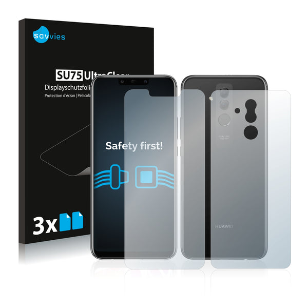 6x Savvies SU75 Screen Protector for Huawei Mate 20 lite (Front + Back)